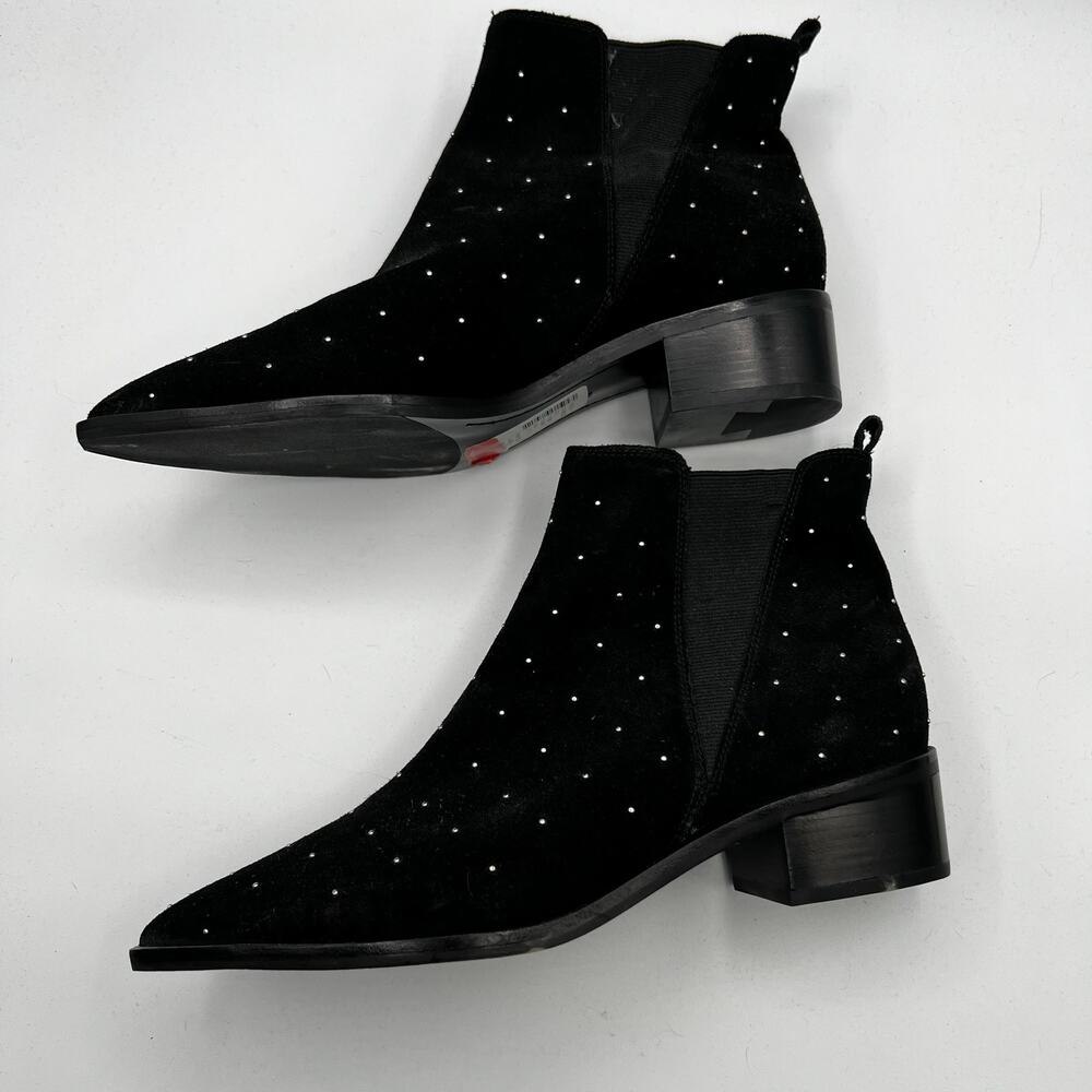 Marc Fisher Black Suede Studded Ankle Boots Size 8.5 - Picture 4 of 9